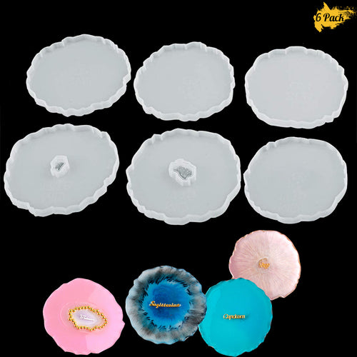 Yesland Silicone Resin Coaster Molds - 8 Pcs Geode Agate Molds & Epoxy  Resin Molds - for Faux Geode Agate Slice Coasters