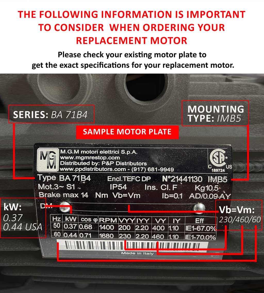 BA 180 LB4 IEC/NEMA Electric Motor, Brake motors | P&P