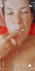 A gif of Sally giving the middle finger