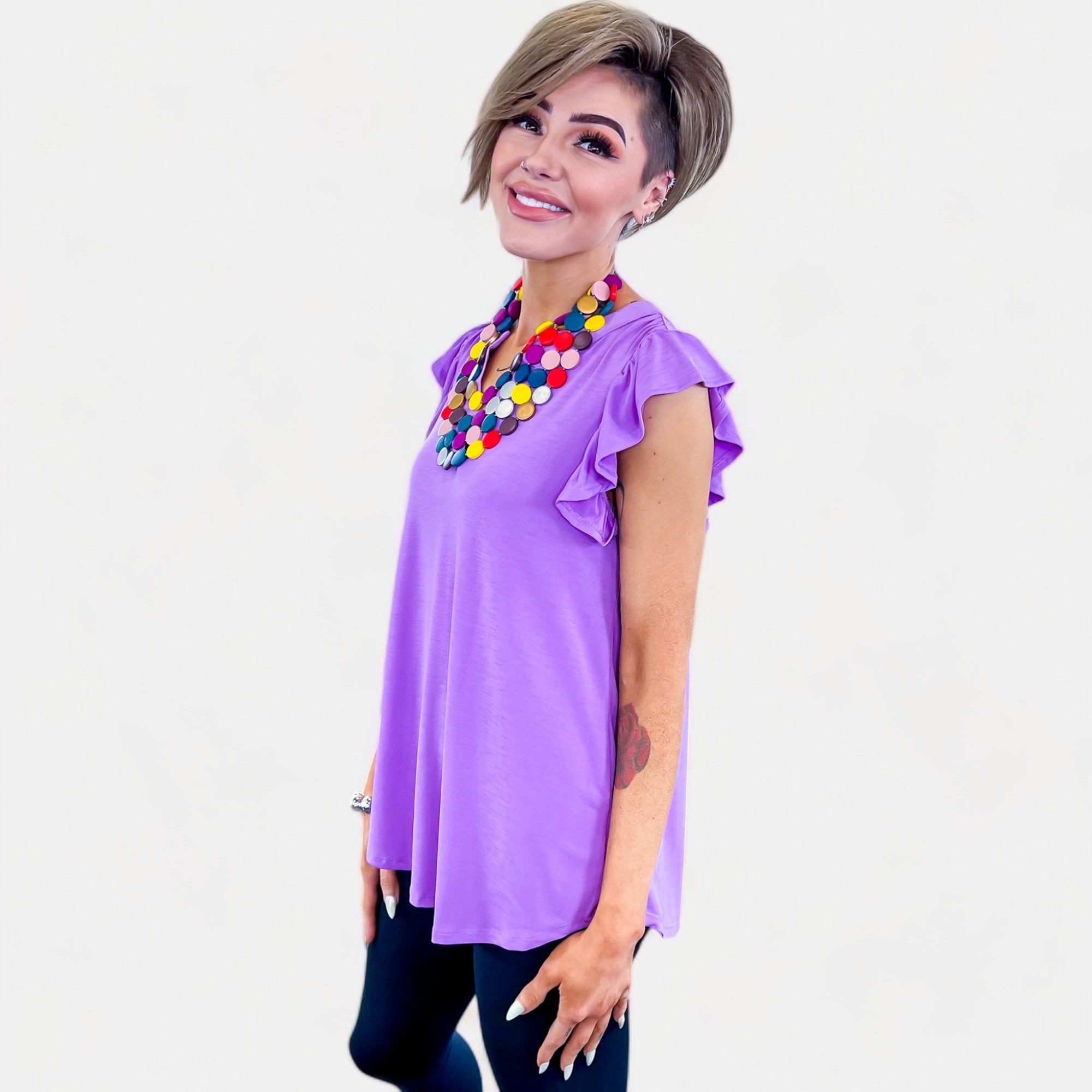 Lavender Lizzy Flutter Sleeve Top