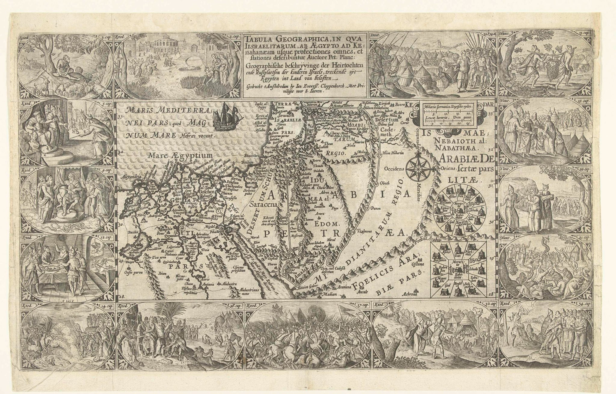 Map of Israel and Egypt, Pieter Bast, c. 1604 Canvas Print