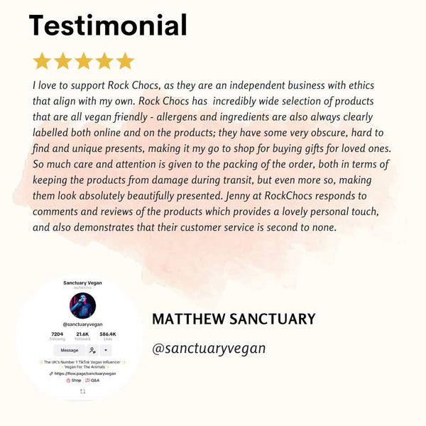 Rock Chocs Testimonial From Sanctuary Vegan