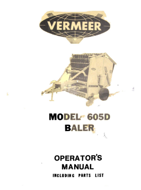 Vermeer Model 605D Baler - Operator's and Parts Manual | Farm Manuals Fast