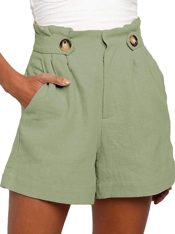 Eoemoo Unifarben Damen Shorts Urlaub Baumwolle Grün Shorts – EOEMOO
