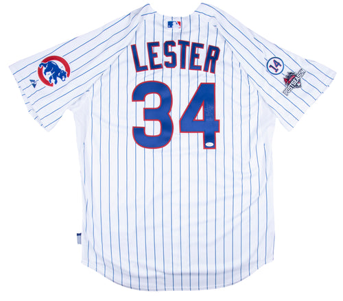 Jon Lester Chicago Cubs 2016 MLB World Series Champions Autographed  Majestic White Replica World Series Jersey