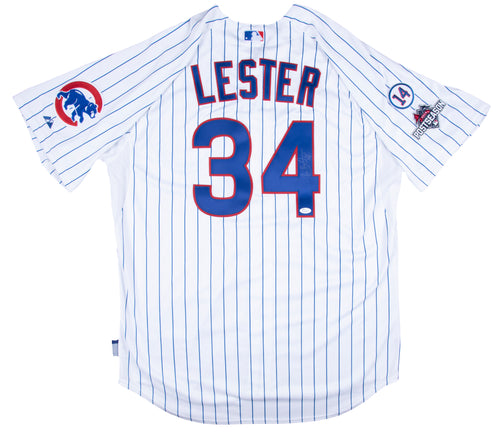 Jon Lester White/ Pinstripe Chicago Cubs Cool Base Stitched MLB Jersey