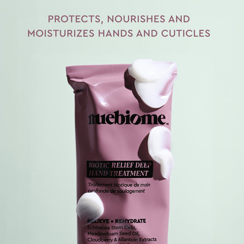nuebiome probiotic hand cream nourishes dry hands and cuticle