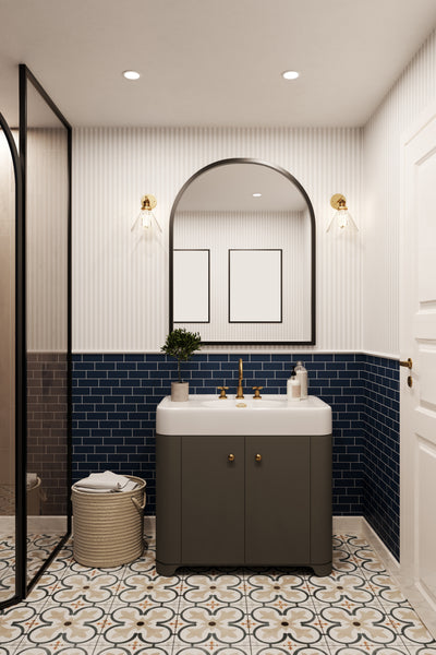 2021 bathroom trend: colorful subway tile