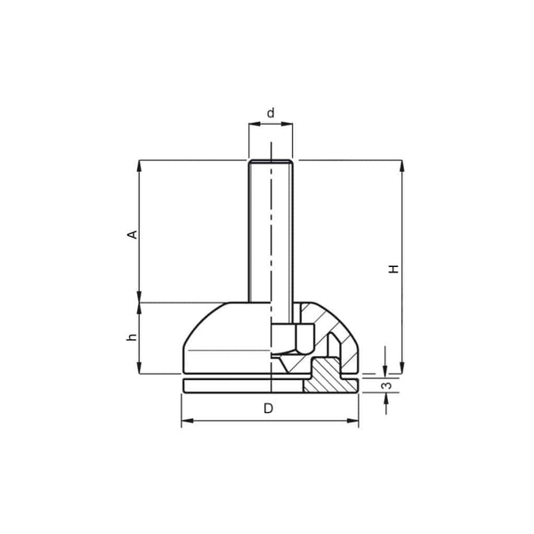 Base ø 3240 Galvanized stainless steel fixed stem