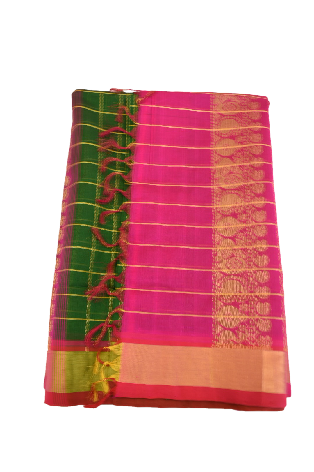 Buy Red-Green Handwoven Cotton Saree | Sarees – Chidiyaa