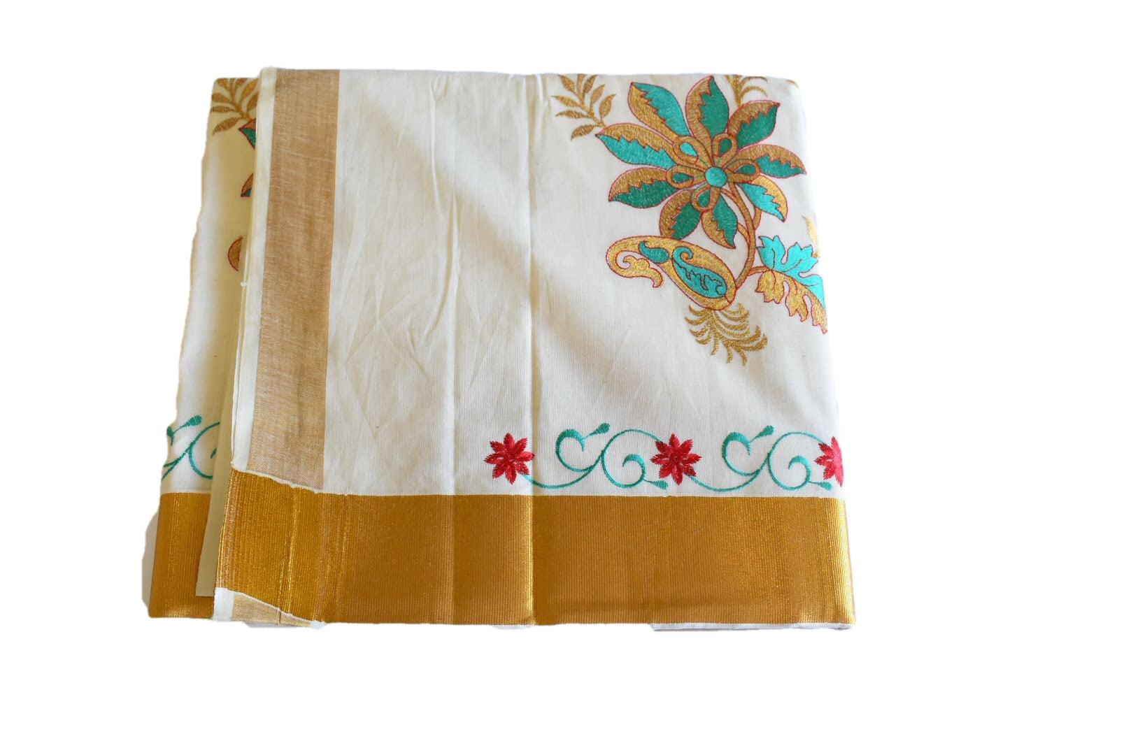 Casual Wear White Peacock Hand Painted Kerala cotton saree, With Blouse at  Rs 1400 in Nagercoil