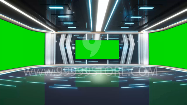 news background set for green screen