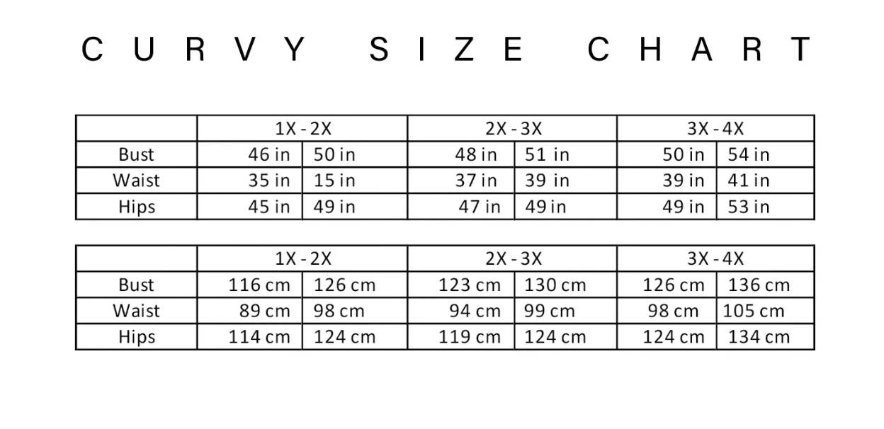 Cover Up Size Chart