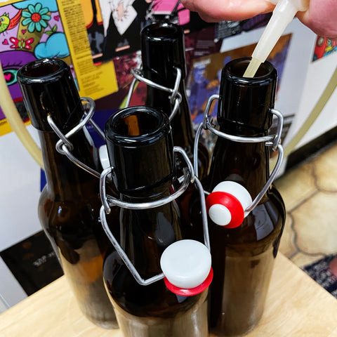 Syphoning the beer into bottles