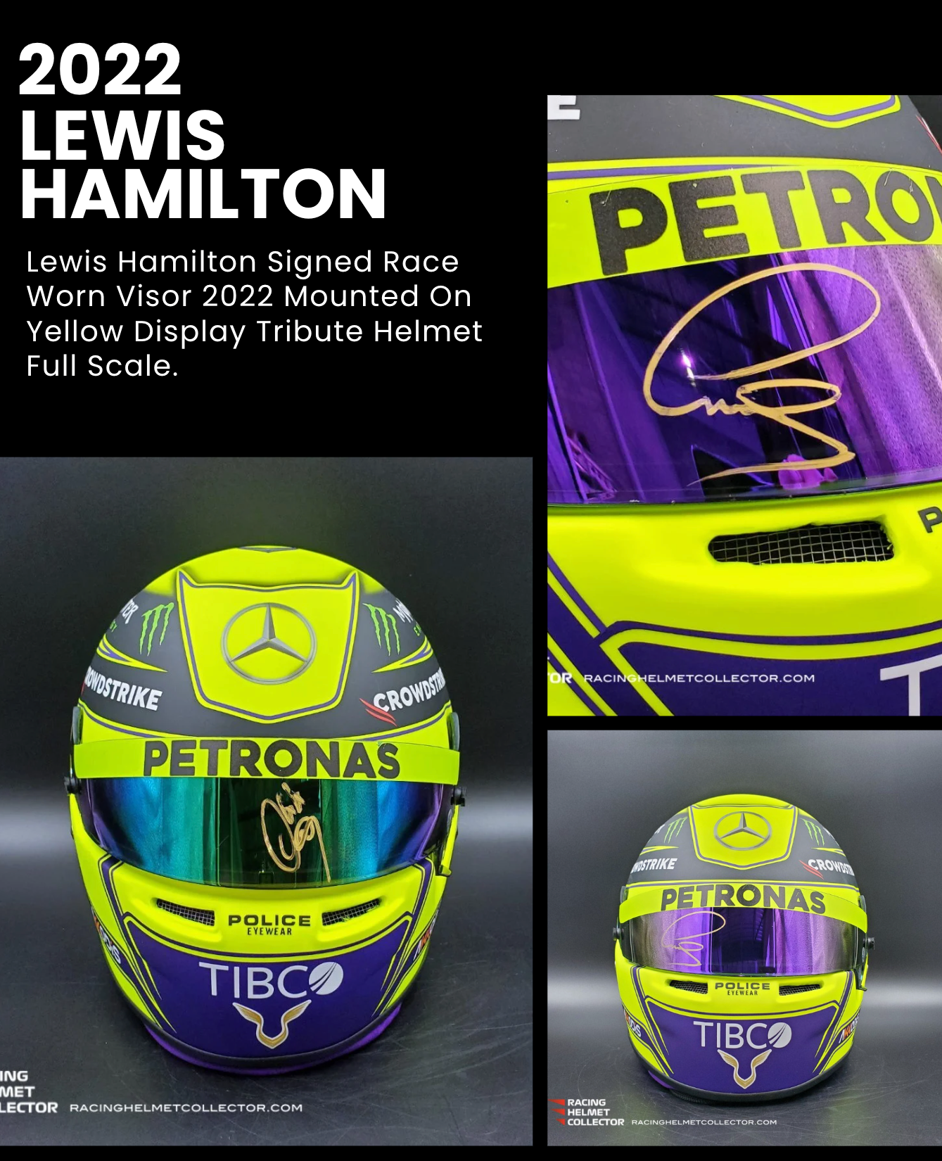 2022 Lewis Hamilton Signed Race Worn Visor