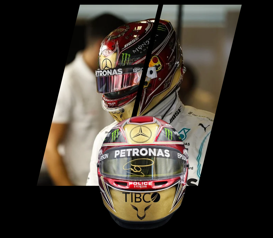 Lewis_Hamilton_Signed_Race_Worn_Helmet_Visor_2021_Mounted_On_2019_Gold_Abu_Dhabi_Promo_Helmet