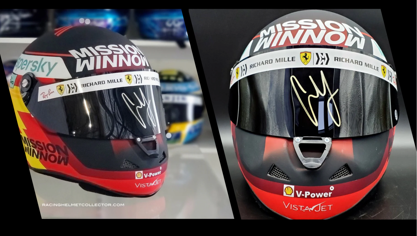 Carlos Sainz Jr Signed Race Used Visor Mounted on Promo Helmet 2021 Scuderia Ferrari