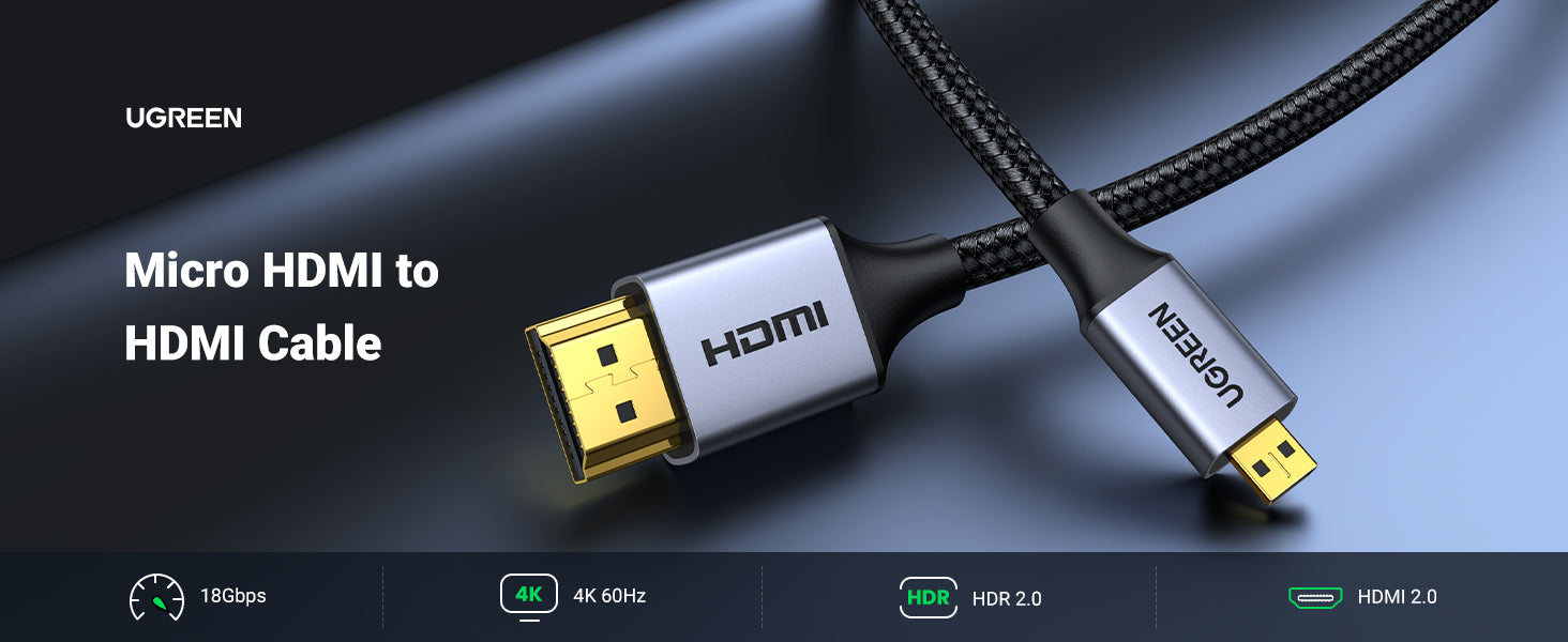 CABLE DE HDMI A MICRO HDMI DE 2 METROS ULTRA HD 4K 60HZ CON CONECTORES DE  ALUMINIO UGREEN – Compukaed