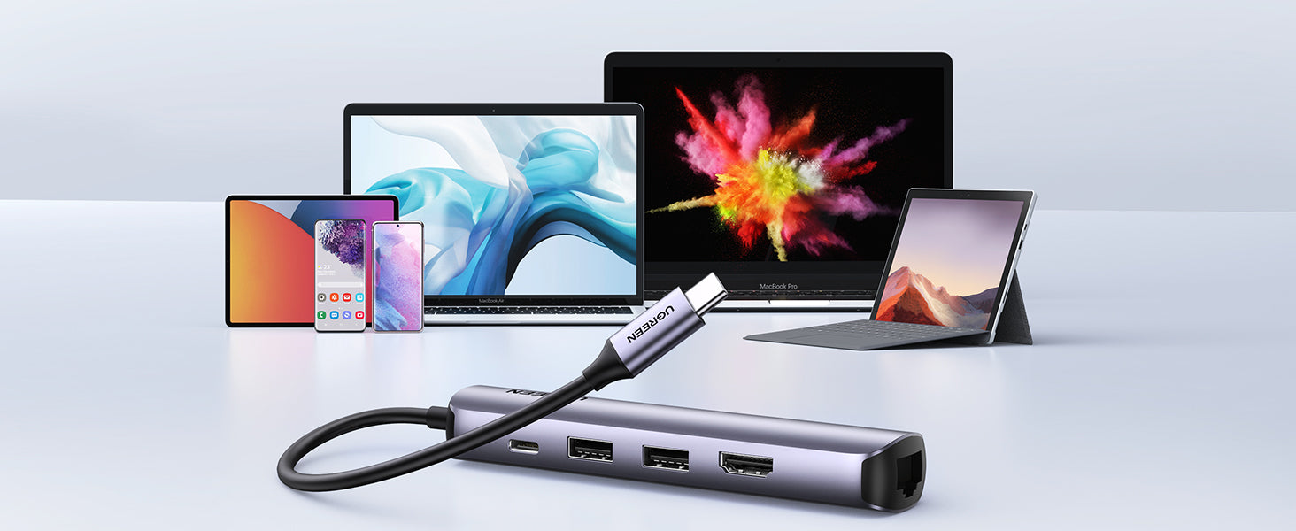 UGREEN 10919 ULTRA SLIM 5-IN-1 USB C HUB WITH ETHERNET AND HDMI