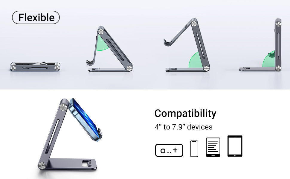 Desktop Mobile Phone Stand, Mobile Holder, Adjustable & Foldable Mobile  Stand, Aluminium Stand Holder for Mobile Phone and Tablets - MS002