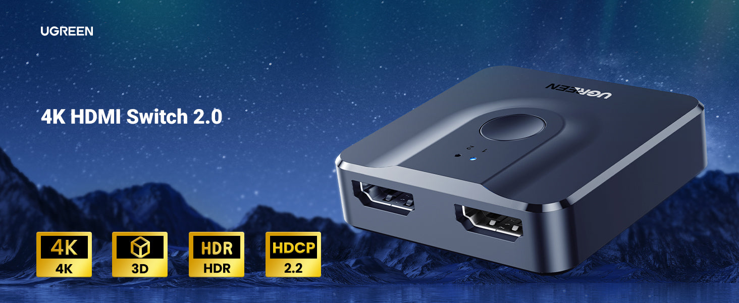 HDMI Switch 4K HDMI Splitter, Bi-Directional HDMI Switcher 2 in 1 Out / 1  in 2 Out 1080P 4K HDMI Switch Box Auto Splitter