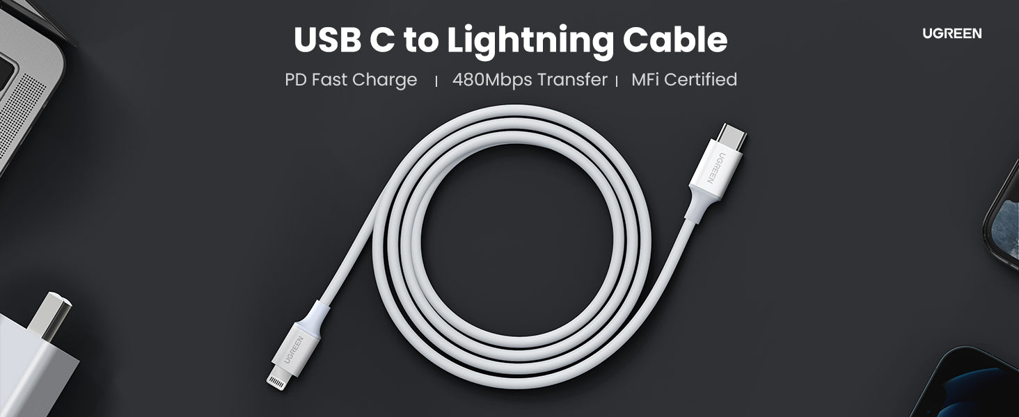 Cable Lightning Ugreen a USB C de 2 m