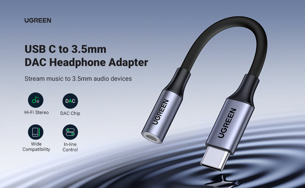 Aux Line-In Adapter: 3.5mm to USB-C