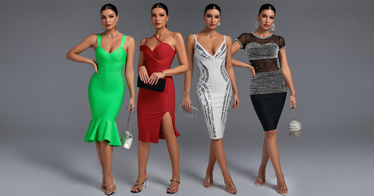Bandage Party Dresses with Evening Bags