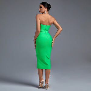 Strapless Hollow Out Over Knee Bandage Dress