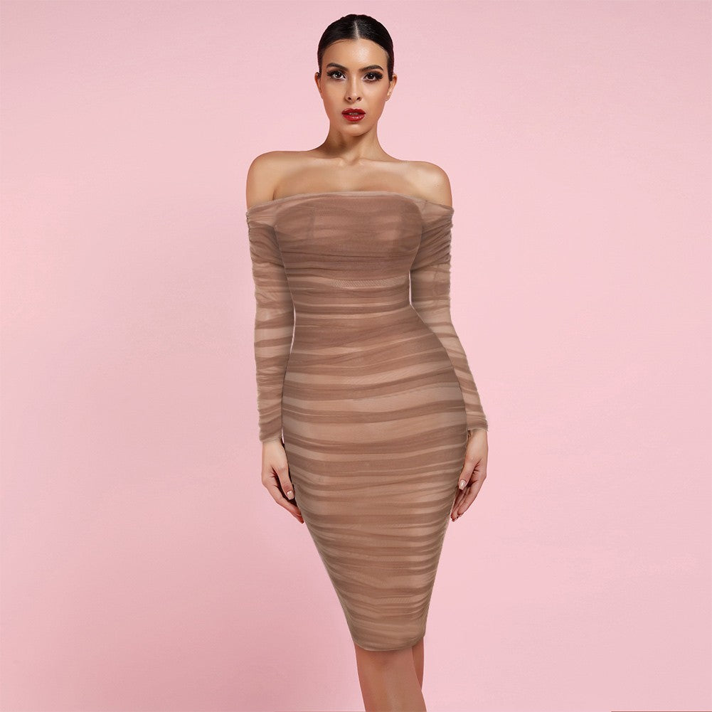 brown bodycon dress