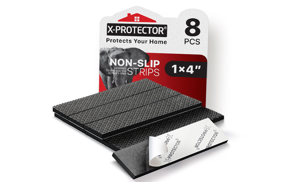 Rubber Self-Adhesive Non Slip Black Strip by X-Protector 8 pcs 1 x 4!