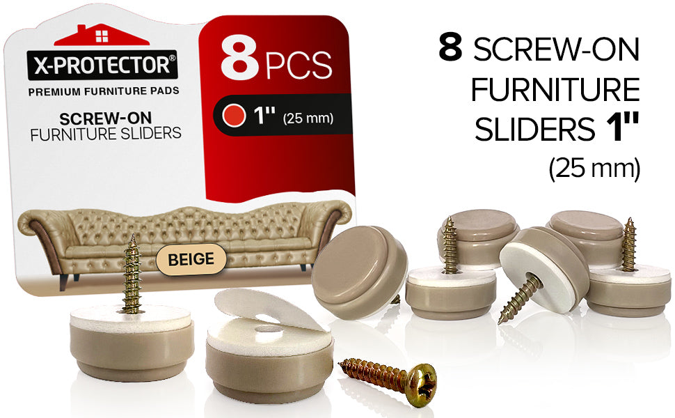 40 pcs Premium Chair Sliders X-Protector for Carpet (1”)!