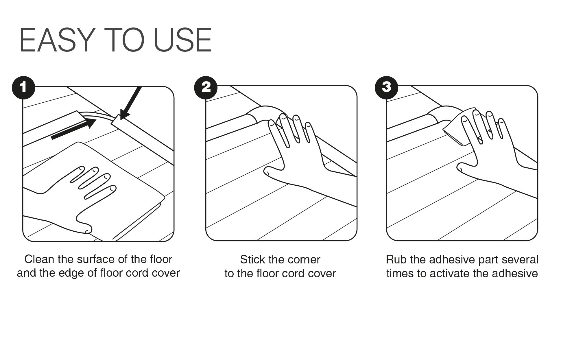 X-Protector White Silicone Self-Adhesive Corners for Floor Cord Covers