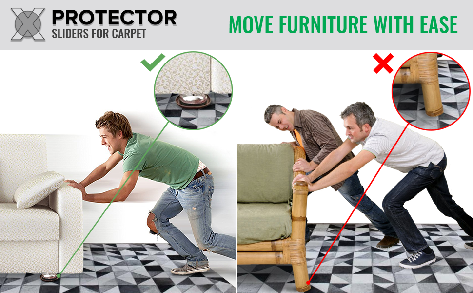Furniture Sliders X-Protector - 4 Pack 5 Multi-Surface Sliders for Carpet - Furniture Movers Hardwood Floors - Heavy Moving Pads and Hardwood Socks