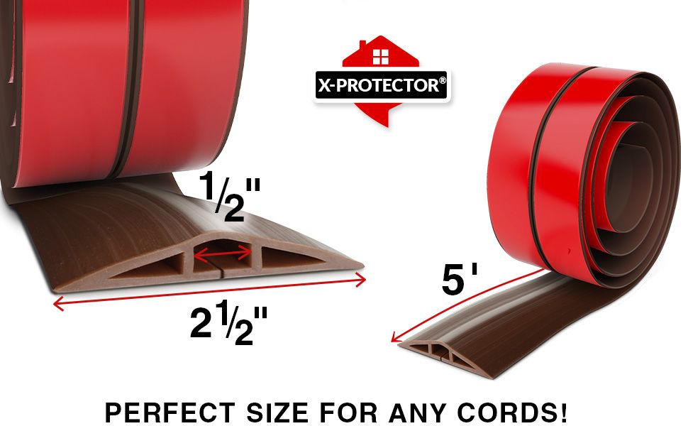 4 Pcs Brown Self-Adhesive Corners for Floor Cord Covers by X-Protector