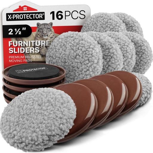 Furniture Sliders X-Protector - 4 Pack 5 Multi-Surface Sliders for Carpet - Furniture Movers Hardwood Floors - Heavy Moving Pads and Hardwood Socks
