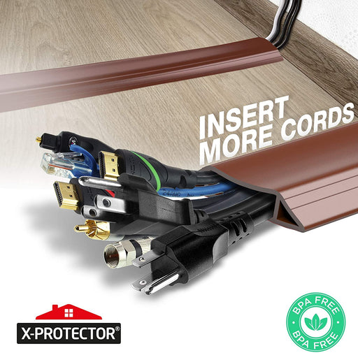 Floor Cord Cover X-Protector – 5’ Overfloor Cord Protector – Self-Adhesive Power Cable Protector – Silicone Cord Protector – Ideal Extension Cord