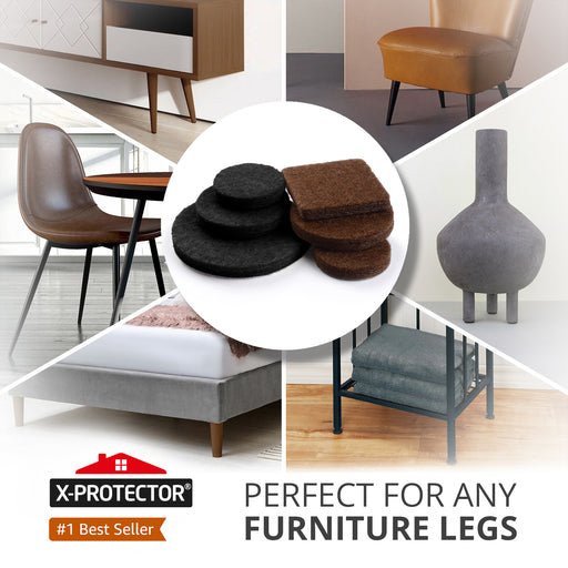 Premium Felt Furniture Pads, 233 Piece Multipack, Various Shapes & Sizes,  Oatmeal Felt, by MinnARK 