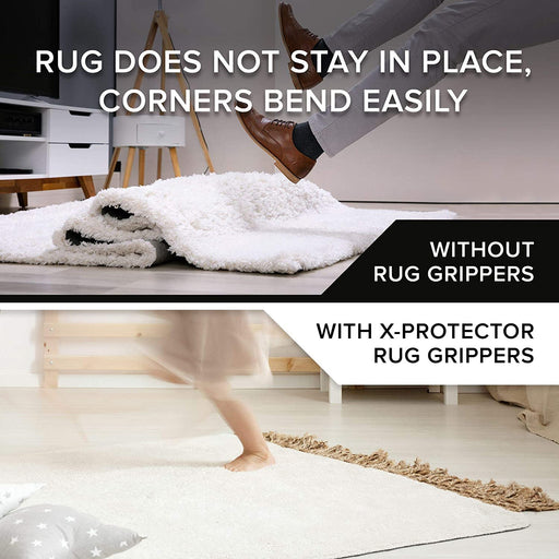 Reusable Corner Area Carpet Rug Grippers - Rubber Anti Curling Non Slip  Skid Pads - 8pc Set