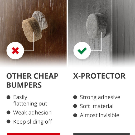 X-Protector Self-Adhesive Small Black Cabinet Door Bumpers 100pcs 3/8”