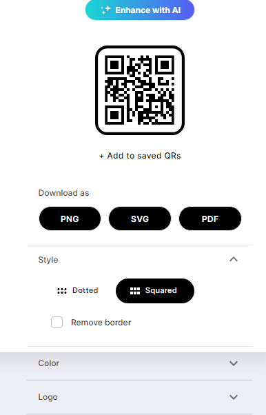 Popl QR code customization options