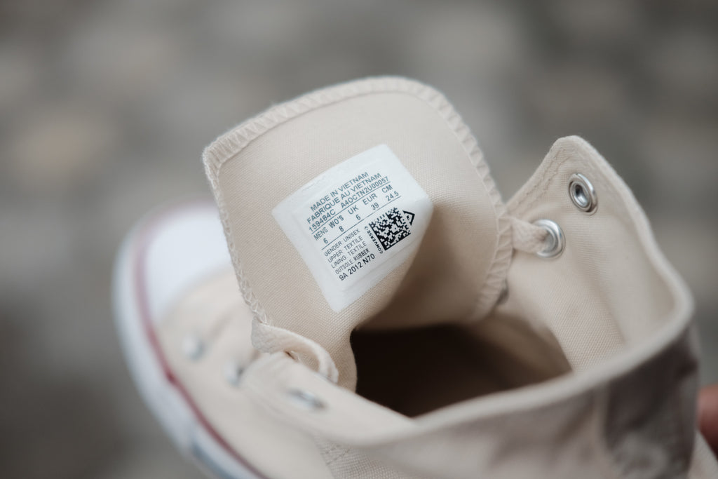 QR code on a shoe labelling