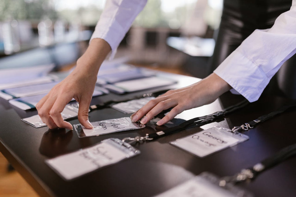 Always wear the name tag provided at small business networking events.