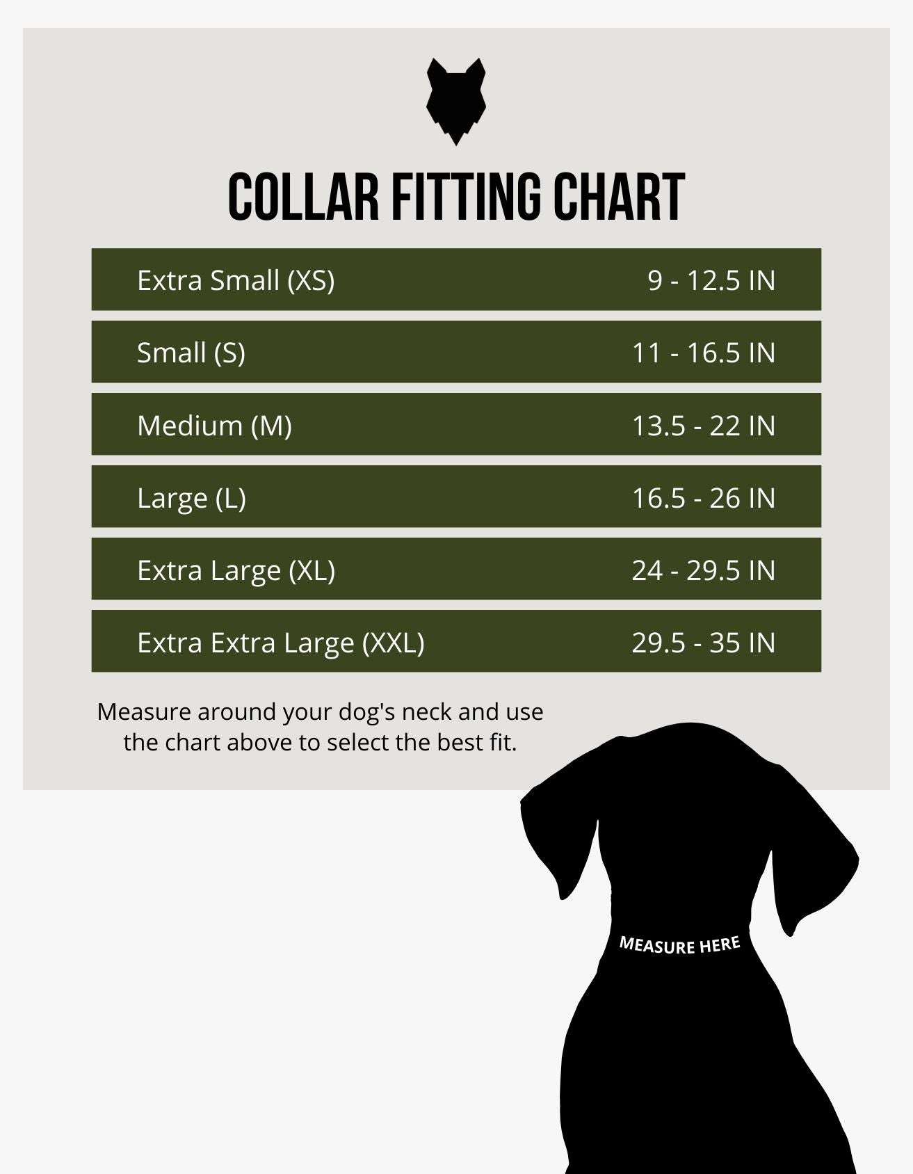 fenrir canine leaders collar size chart