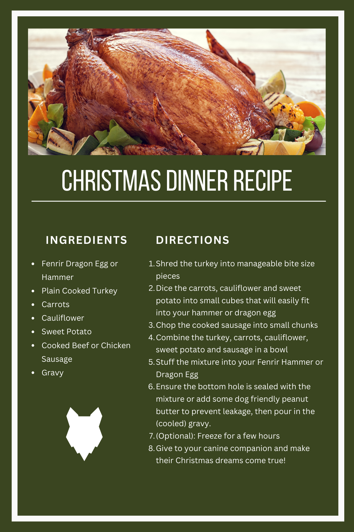 fenrir canine leaders Christmas dinner recipecard