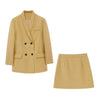 Double-Breasted Blazer & High Waist Skirt Suit