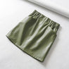 Faux Leather Mini Skirt - Elastic Waist Short Skirt With Pockets