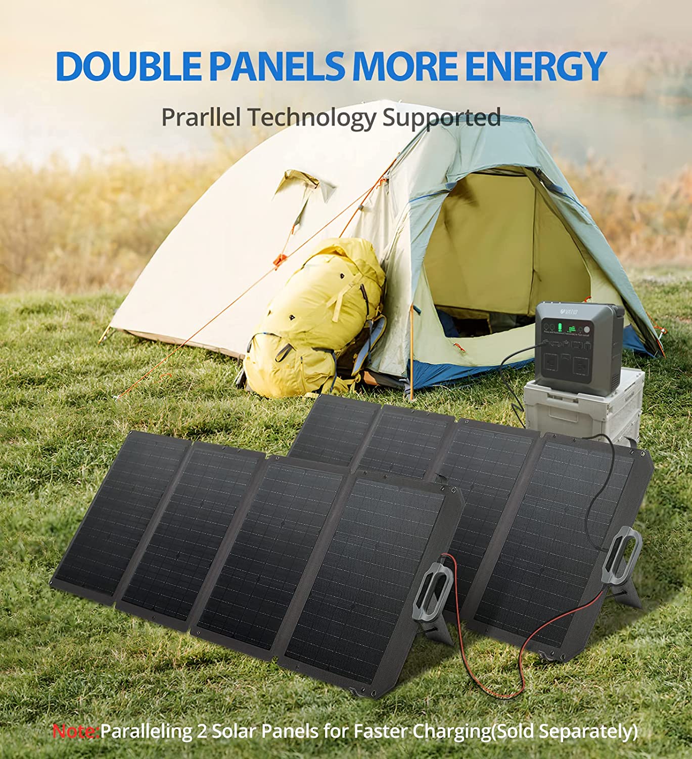 VATID 120W Foldable Solar Panel Kit,Portable Solar Charger