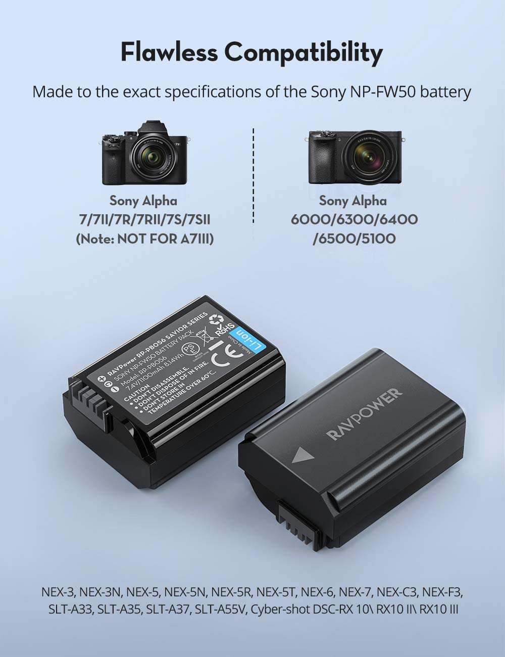 Gevangenisstraf met tijd Tutor NP-FW50 Camera Battery Charger Set for Sony