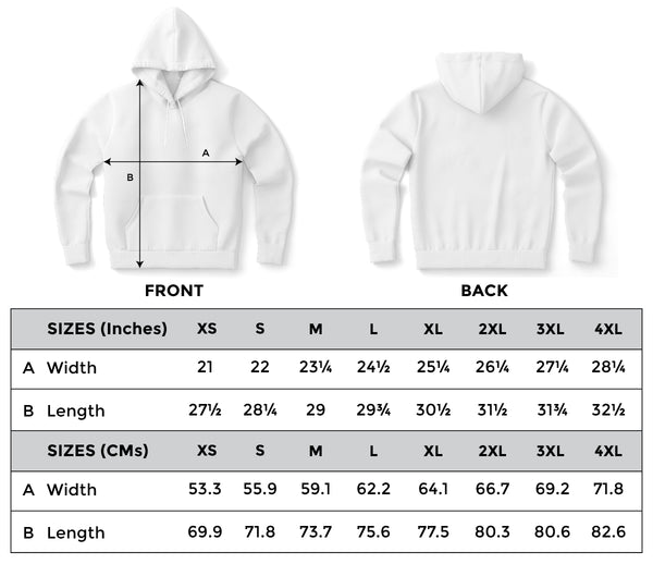 All Over Print Hoodie Size